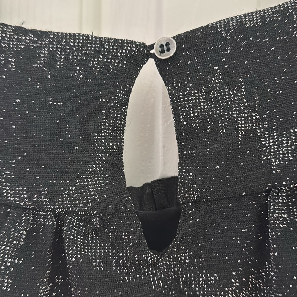 Anthropologie Stardust Galaxy Black and Silver Print Bubble Hem Top - Picture 4 of 5